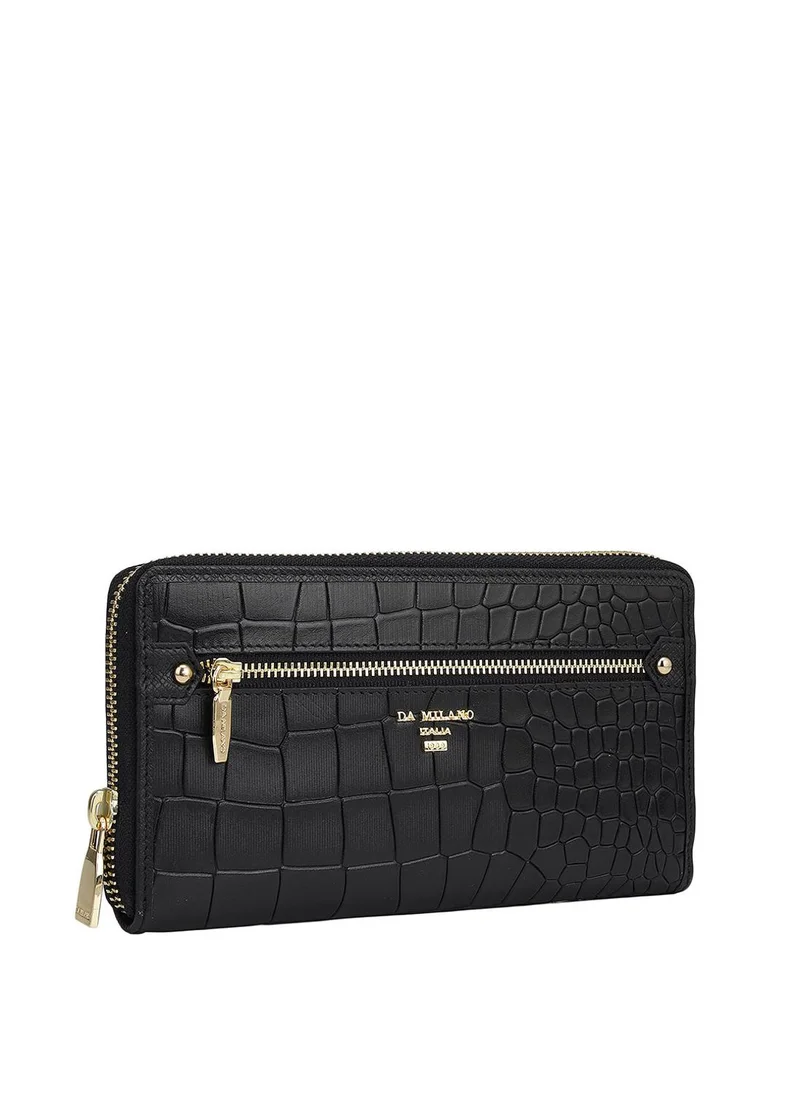 دا ميلانو محفظة نسائية جلد طبيعي أسود من دا ميلانو