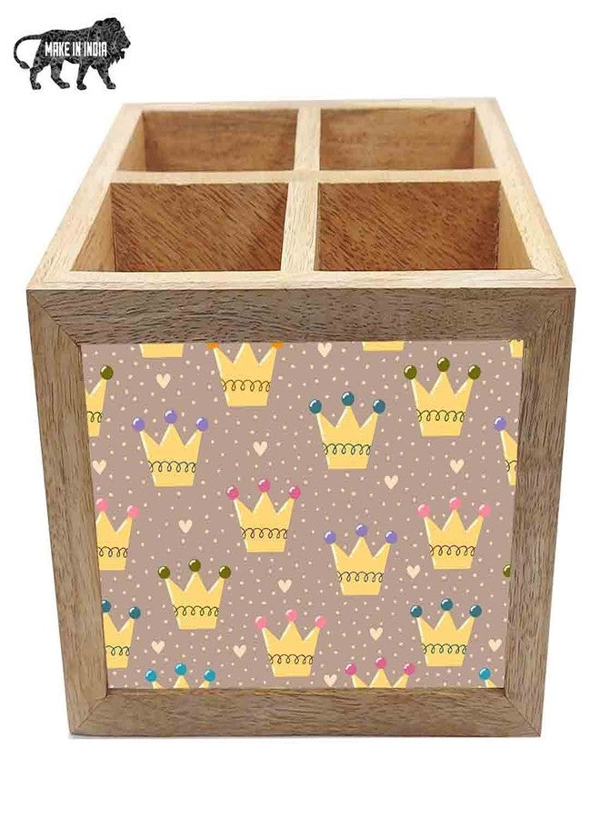 Nutcase Wooden Cutlery Stand Holder Silverware Caddy Spoons Forks Knives Organizer for Dining Table & Kitchen -Made in India-Spoons NOT Included - Crowns - Image 5