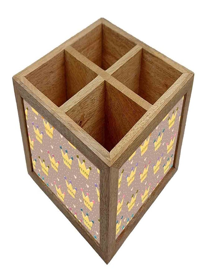 Nutcase Wooden Cutlery Stand Holder Silverware Caddy Spoons Forks Knives Organizer for Dining Table & Kitchen -Made in India-Spoons NOT Included - Crowns - Image 3