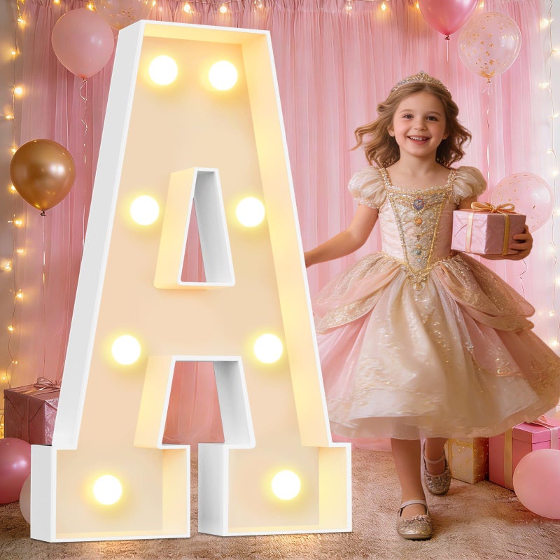 Pooqla Marquee Letters, 3FT Light Up Letters, Giant Marquee Letters 3 Feet Tall for Birthday Decoration, Large LED Letter Sign for Homecoming Baby Shower Wedding Party Decoration Letter A - Image 1