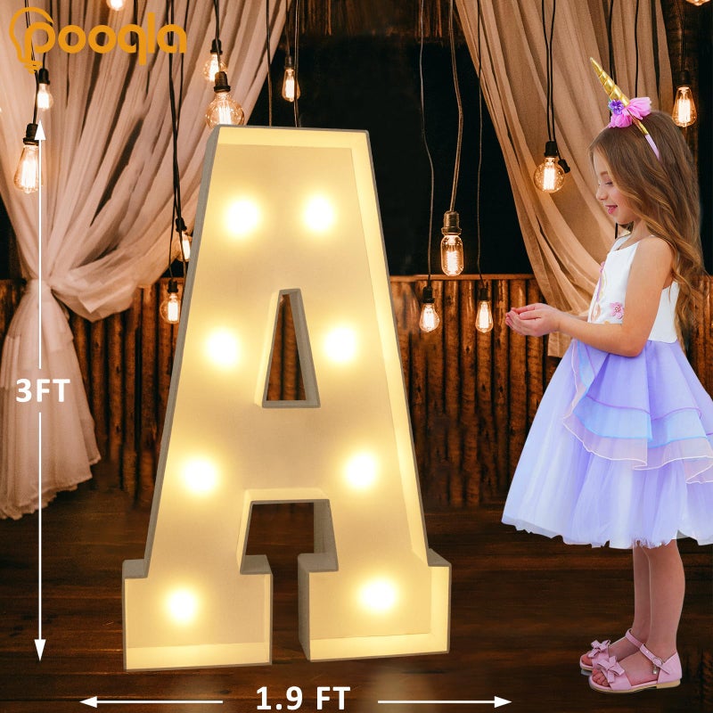 Pooqla Marquee Letters, 3FT Light Up Letters, Giant Marquee Letters 3 Feet Tall for Birthday Decoration, Large LED Letter Sign for Homecoming Baby Shower Wedding Party Decoration Letter A - Image 5