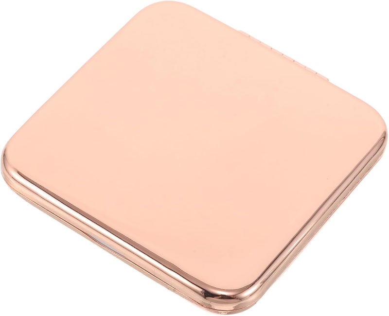 OSALADI Portable Folding Compact Makeup Mirror Double-Sided Stainless Steel Vanity Mirror with Magnification Rose Gold for Travel and Pocket Use - Image 1