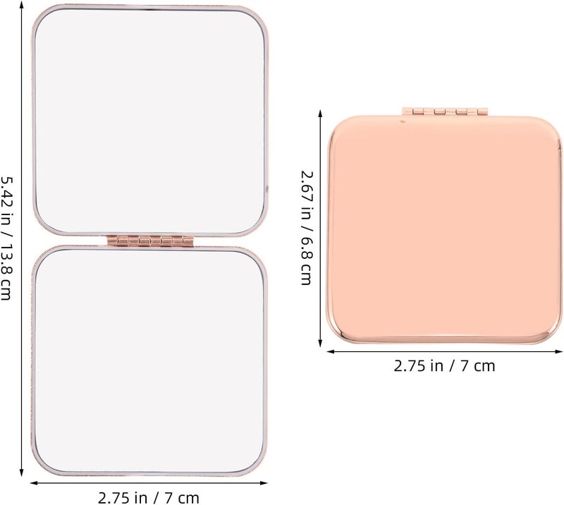OSALADI Portable Folding Compact Makeup Mirror Double-Sided Stainless Steel Vanity Mirror with Magnification Rose Gold for Travel and Pocket Use - Image 2