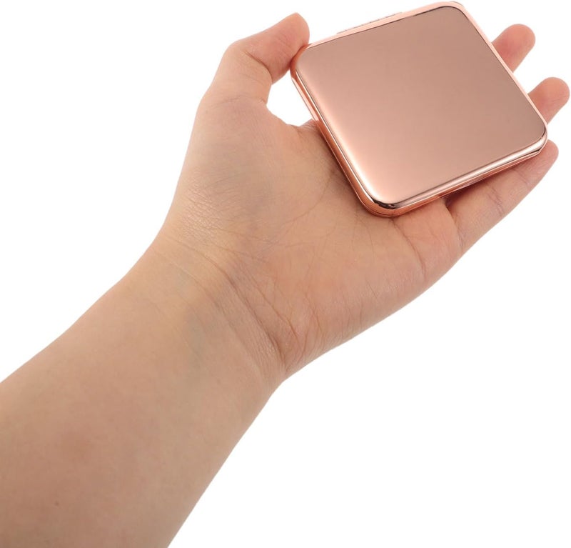 OSALADI Portable Folding Compact Makeup Mirror Double-Sided Stainless Steel Vanity Mirror with Magnification Rose Gold for Travel and Pocket Use - Image 4