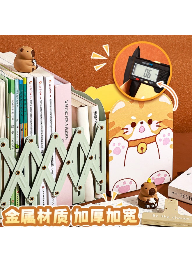 Kaba Bear Retractable Metal Book Stand Student Book Folding Bookshelf Office Desktop Book Collecting Artifact - Image 2