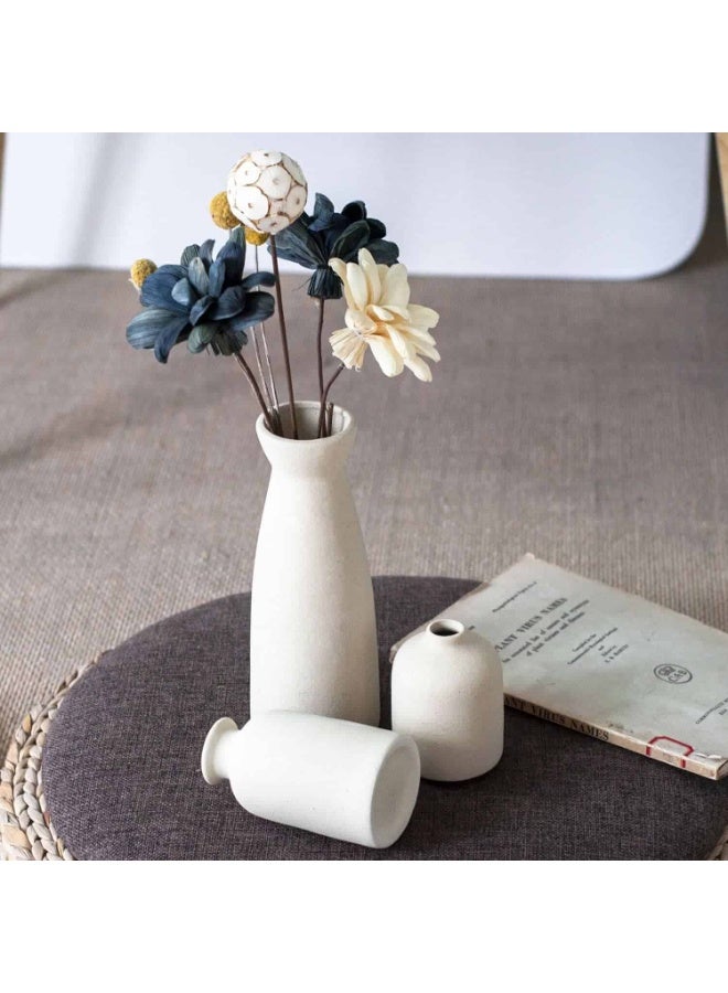 أنمي بوهو السيراميك زهرية مجموعة من 3 ، الحديثة ديكور المنزل المزهريات ل بامباس العشب و الزهور المجففة / البيج - Image 4