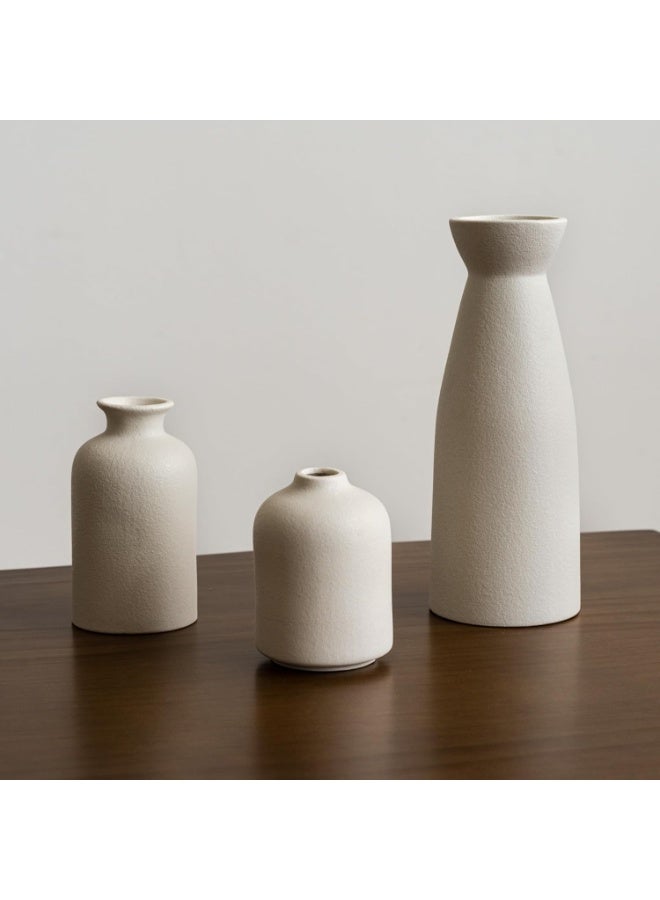 أنمي بوهو السيراميك زهرية مجموعة من 3 ، الحديثة ديكور المنزل المزهريات ل بامباس العشب و الزهور المجففة / البيج - Image 3