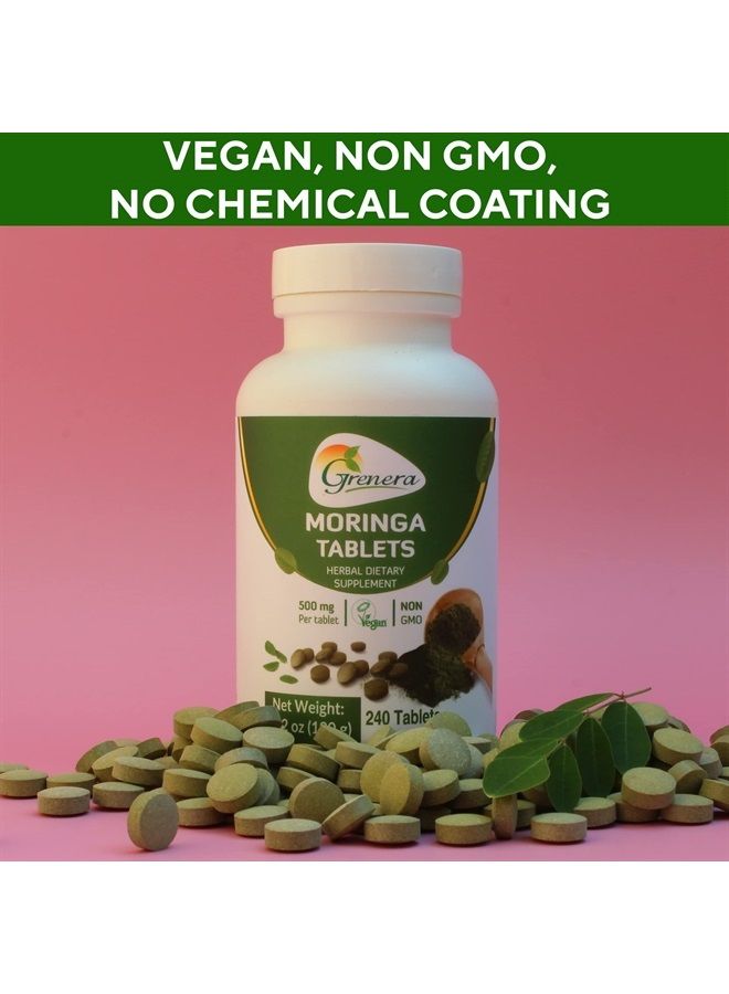 GRENERA Moringa Tablets 240 nos, Uncoated Malunggay Herbal Supplement, No Chemical Coating, Green Superfood, Lab Tested for Purity - Image 4