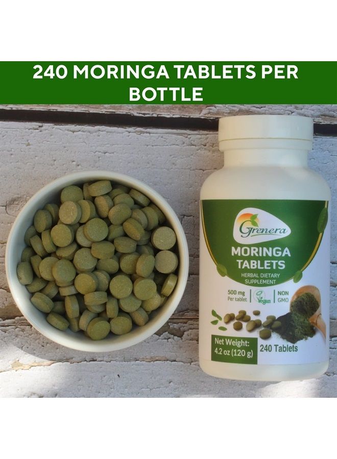 GRENERA Moringa Tablets 240 nos, Uncoated Malunggay Herbal Supplement, No Chemical Coating, Green Superfood, Lab Tested for Purity - Image 3
