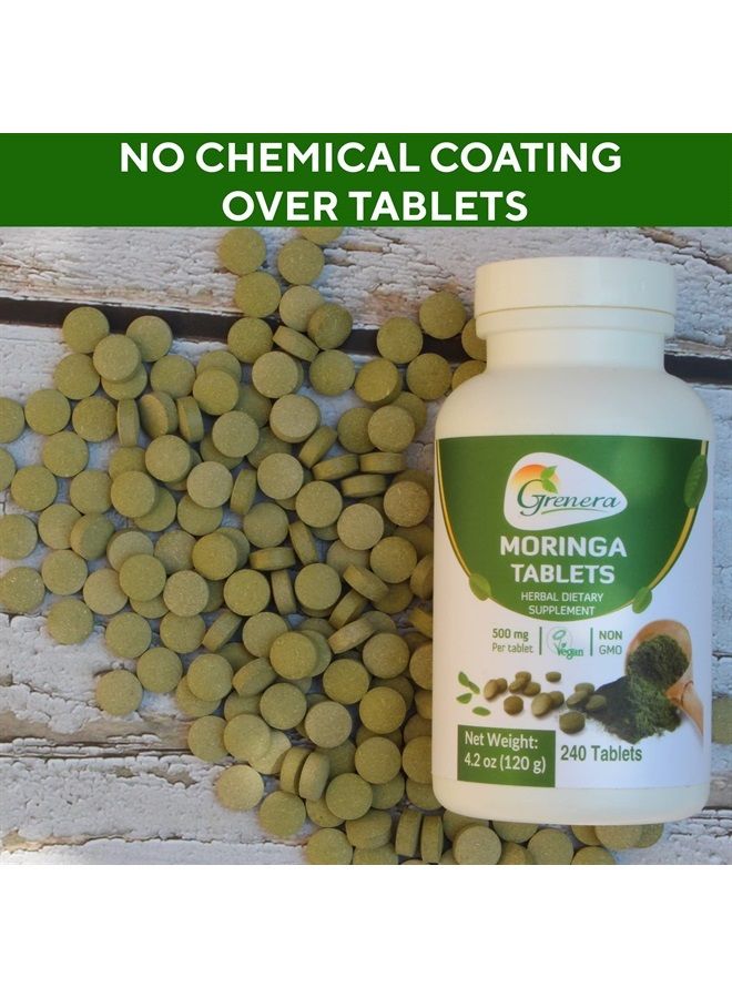 GRENERA Moringa Tablets 240 nos, Uncoated Malunggay Herbal Supplement, No Chemical Coating, Green Superfood, Lab Tested for Purity - Image 5