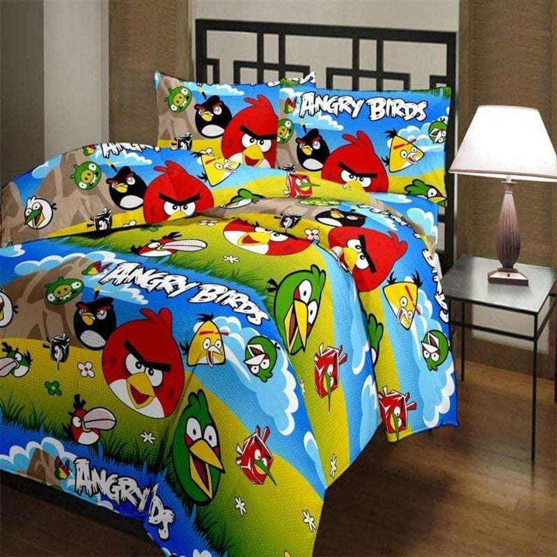 TEEJA Microfiber Soft Design Print Reversible Double Bed Single Bed Dohar Blanket AC Dohar for Kids Multicolour ANGERY Birds Single Bed