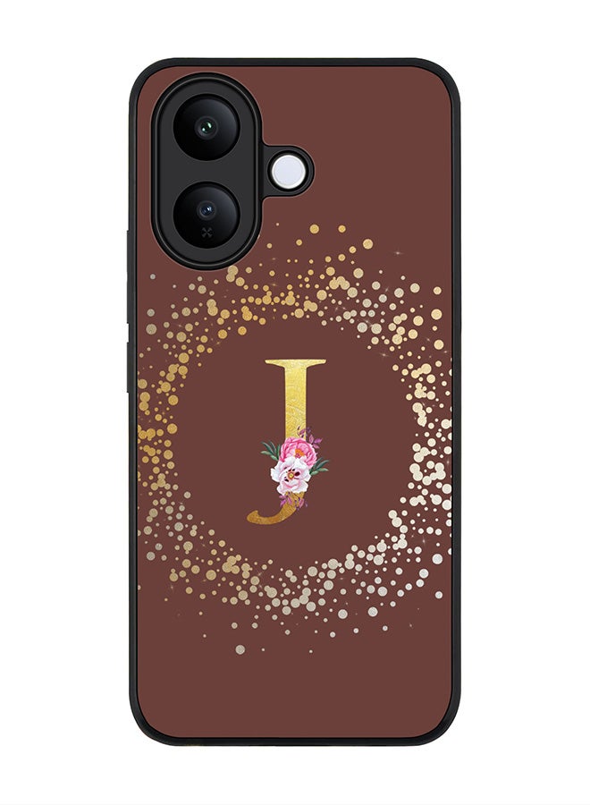 Stylizedd For vivo V60 Lite 5G / V60 Lite 4G Case,Slim fit Camera Protection, Shockproof Thin Phone cover  - Custom Monogram Floral - J  (Brown ) - Image 1