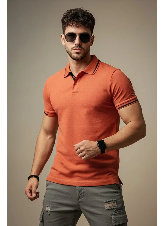 فيردو Veirdo® Pure Cotton Half Sleeves Regular Fit Plain Solid Classic Polo Colored Collar T-Shirt for Men