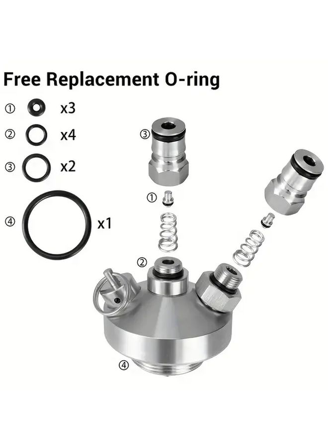 Stainless Steel Double Ball Lock Mini Barrel Keg Tap Dispenser with Silicone Beer Hose for 67.63oz 121.73oz 1.06gal 1.32gal 2.64gal Growler Including Free 10pcs O Rings - Image 2