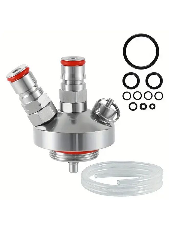 Stainless Steel Double Ball Lock Mini Barrel Keg Tap Dispenser with Silicone Beer Hose for 67.63oz 121.73oz 1.06gal 1.32gal 2.64gal Growler Including Free 10pcs O Rings - Image 1