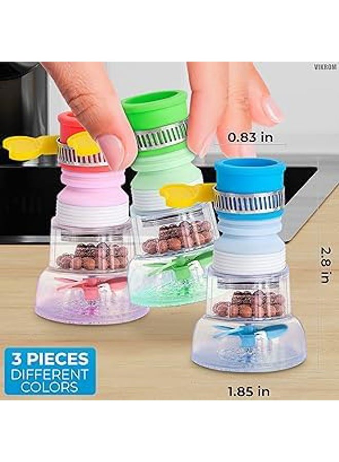 VIKROM 3 Pcs Faucet Filter Set - Water Faucet Extenders 360 Rotating, Adjustable Water Purifier for Sink (0.83 x 2.6 x 1.85), Easy to Install and Store, Reduce Water Waste, Good for Kitchen and Bathroom - Image 2