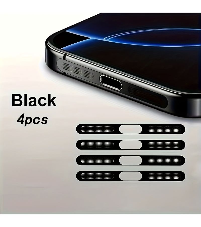 ملصقات فضية فائقة الرقة مقاومة للغبار من المعدن، عبوة من 4 قطع لأجهزة iPhone 16 / 15 / 14 / 13 / 12 speakers - Image 2