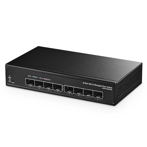 Binardat 8 Port 10 Gigabit SFP Managed Switch, Support 1G Sfp and 10G Sfp+ Module, 160Gbps Bandwidth, L3 Web Managed, Metal Fanless Fiber Binardat Network Switch - Image 1