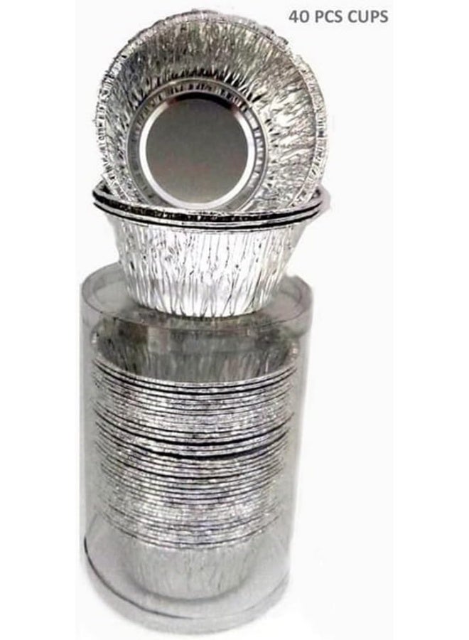 Alsaqer Bakhoor Burner Aluminium Cups 40 Pcs Set | Cake Mold Aluminium Cups | Madkhan Ash Aluminium Cups | Mabkhara | Oud Burner | Incense Burner Ash Removal Aluminium Cups-Medium - Image 2