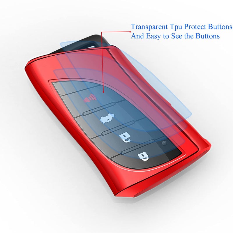 Autophone Compatible with Lexus Key fob Cover with Keychain Soft TPU 360 Degree Protection Key Case for 2018-2025 UX200 LS500 LS500H LC500 LC500h ES300h ES350 Smart Key(Red) - Image 4