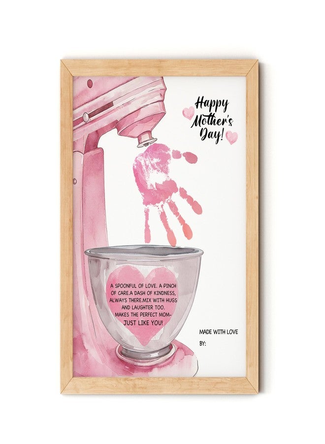 TwoDays Mother's Day Handprint Gift from Kids - Kitchen Mixer Theme DIY Keepsake Craft for Mom & Grandma, Family Activity Art Kit, Great Gift for Mother's Day (11" X 14", Wood Frame) - Image 1