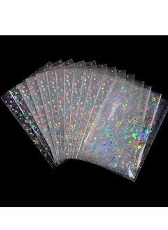 Y&D 200 Pcs Kpop Photocard Sleeves, Little Star Laser Flashing Card Glass Gemstone Rainbow Holographic Sleeves Trading Protector for Photo Cards, 61 x 88 mm  - Image 4