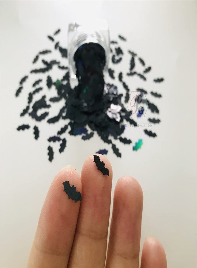 PrettyG 10 Grams/Pack -10MM Black Bat Shape Holographic Sequins Glitter Halloween Festival Rave Beauty Makeup Face Body Nail Art Decoration LB1000 - Image 4