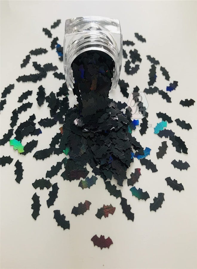 PrettyG 10 Grams/Pack -10MM Black Bat Shape Holographic Sequins Glitter Halloween Festival Rave Beauty Makeup Face Body Nail Art Decoration LB1000 - Image 3