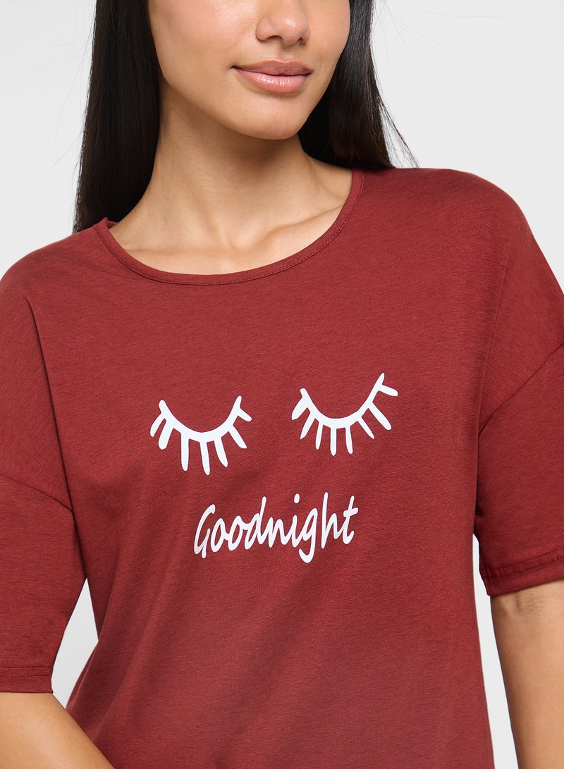 Ginger Cotton Graphic T-Shirt Night Dress - Image 3