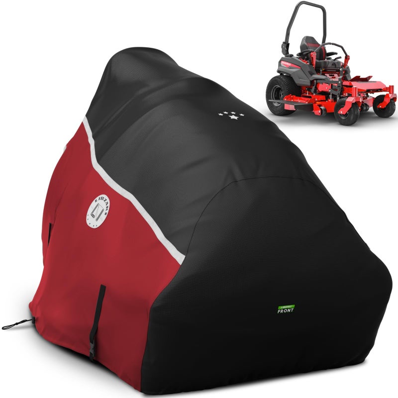 LI LIBZAKI 420D Zero Turn Mower Cover Waterproof 420D Marine Grade Fabric Universal Fit for John DeerCub Cadet Zero Turn Up to 60 Lawn Mower DecksDimensions 79 L X 46 WX 55 HRed - Image 2