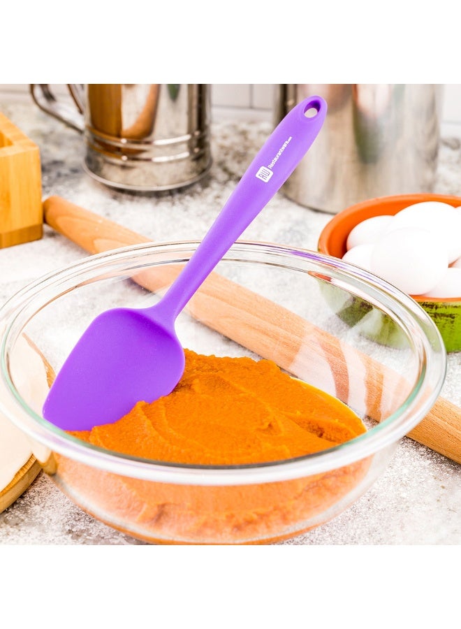 Restaurantware 10.6 Inch Spoonula Spatula, 1 Heat-Resistant Spatula Spoon - Spoon-Shaped Blade, Nylon Core, Purple Silicone Rubber Spoon Spatula, Dishwasher-Safe, For Mixing Or Stirring - Image 3
