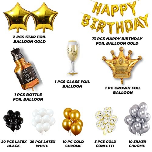 TOYXE Rubber Golden Black Theme Birthday Decoration Balloons Set Of 83 Pcs - Image 2