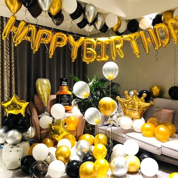 TOYXE Rubber Golden Black Theme Birthday Decoration Balloons Set Of 83 Pcs - Image 3