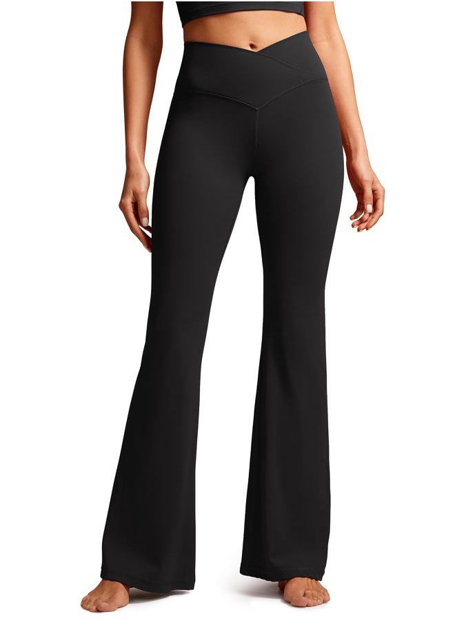 CRZ YOGA - Butterluxe Crossover Flare Leggings for Women 31" - High Waist V Cross Bootcut Bell Bottoms Tummy Control Yoga Pants Black Large - Image 1