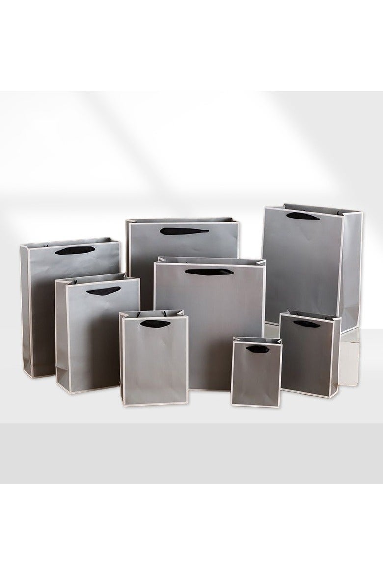 PEI  AN Silver Grey Gift Bags with Handles – Premium 230GSM Cardboard, Moisture-Proof  Customizable (Multiple Sizes) – Ideal for Apparel, Shopping  Luxury Gifting(16Pieces) - Image 3