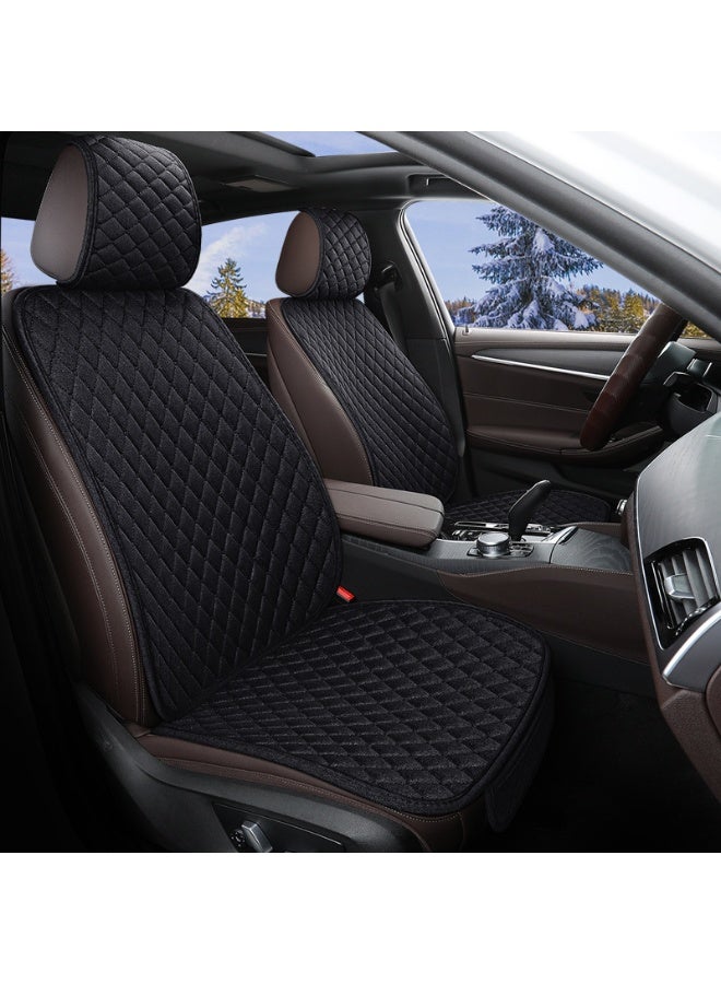 Faux Linen Car Seat Cover for Cars - Durable & Non-Slip - Front Car Seat Protector Covers for Most Automotive, Vans, SUVs, Trucks - 1 Unit (Black) - Image 2
