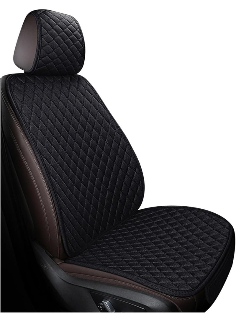Faux Linen Car Seat Cover for Cars - Durable & Non-Slip - Front Car Seat Protector Covers for Most Automotive, Vans, SUVs, Trucks - 1 Unit (Black) - Image 1