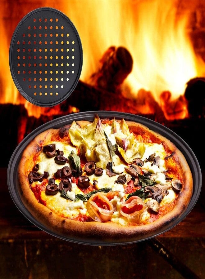 PROKITCHEN 2 Pcs Perforated Pizza tray, Steel Perforated Pizza Pan, Non-Stick Professional Pizza Pan with Oil Brush - Image 3