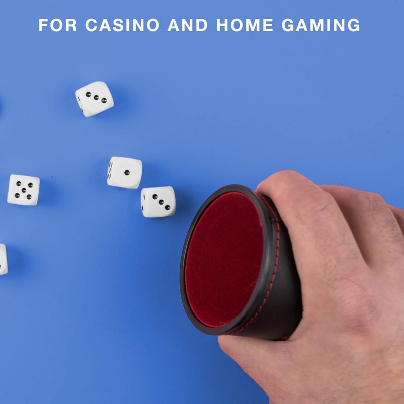 Brybelly Dice Set with Dice Shaker Cup - Perfect for Casino Dice Game for Family Leather - Poker Dice Shaker - 5 Red Lined Dice Cups and 25 Dice Sets - Image 4