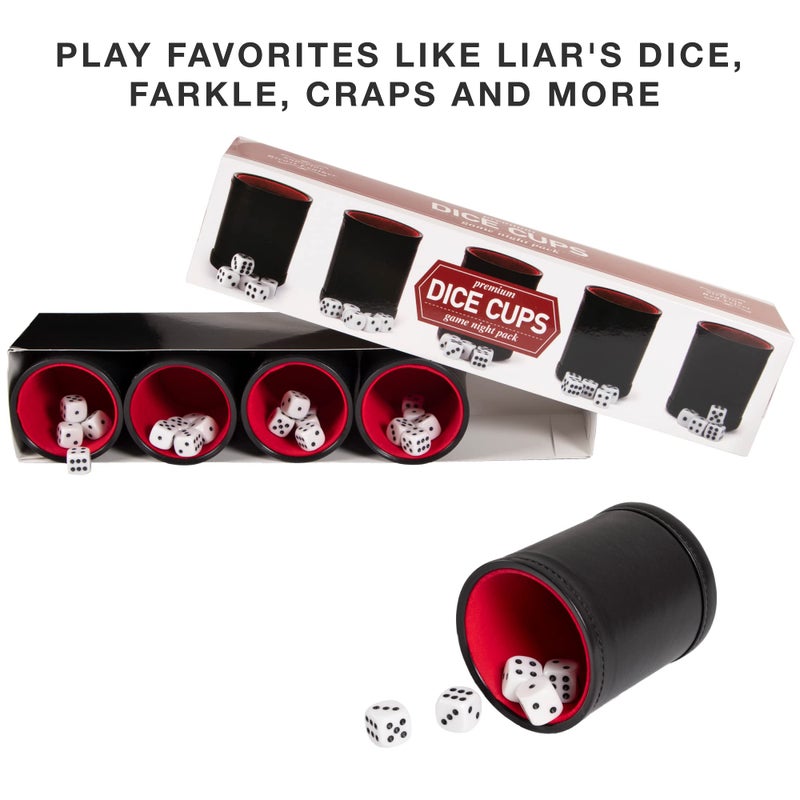 Brybelly Dice Set with Dice Shaker Cup - Perfect for Casino Dice Game for Family Leather - Poker Dice Shaker - 5 Red Lined Dice Cups and 25 Dice Sets - Image 5
