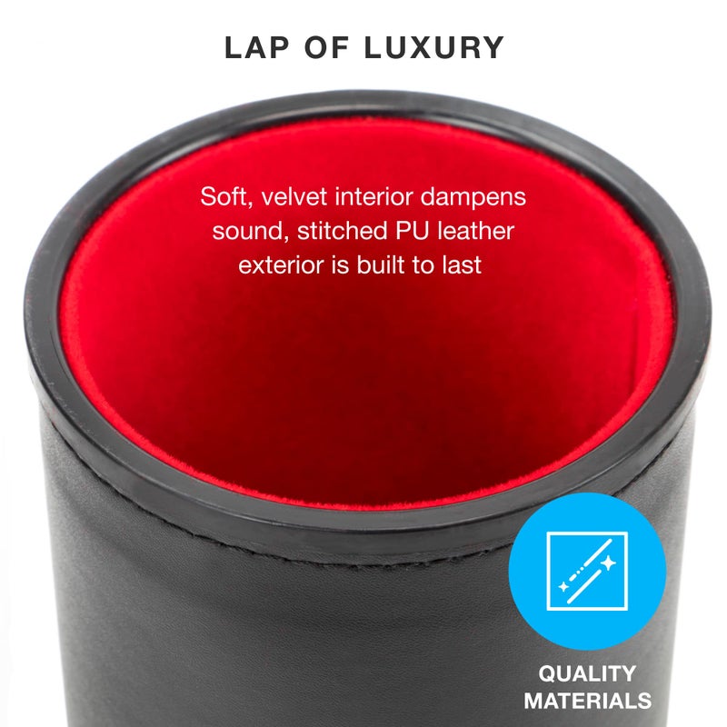 Brybelly Dice Set with Dice Shaker Cup - Perfect for Casino Dice Game for Family Leather - Poker Dice Shaker - 5 Red Lined Dice Cups and 25 Dice Sets - Image 3