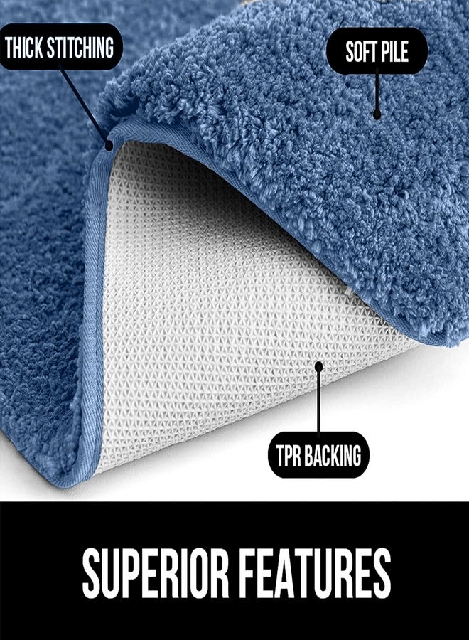 enera Microfibre Bath Mat | Soft & Absorbent 1810 GSM | Non-Slip Latex Backing | Quick Dry, Washable Multipurpose Floor Mat for Bathroom, Bedroom, Kitchen & Home (Stella 40 x 60 cm) (Insignia Blue) - Image 3