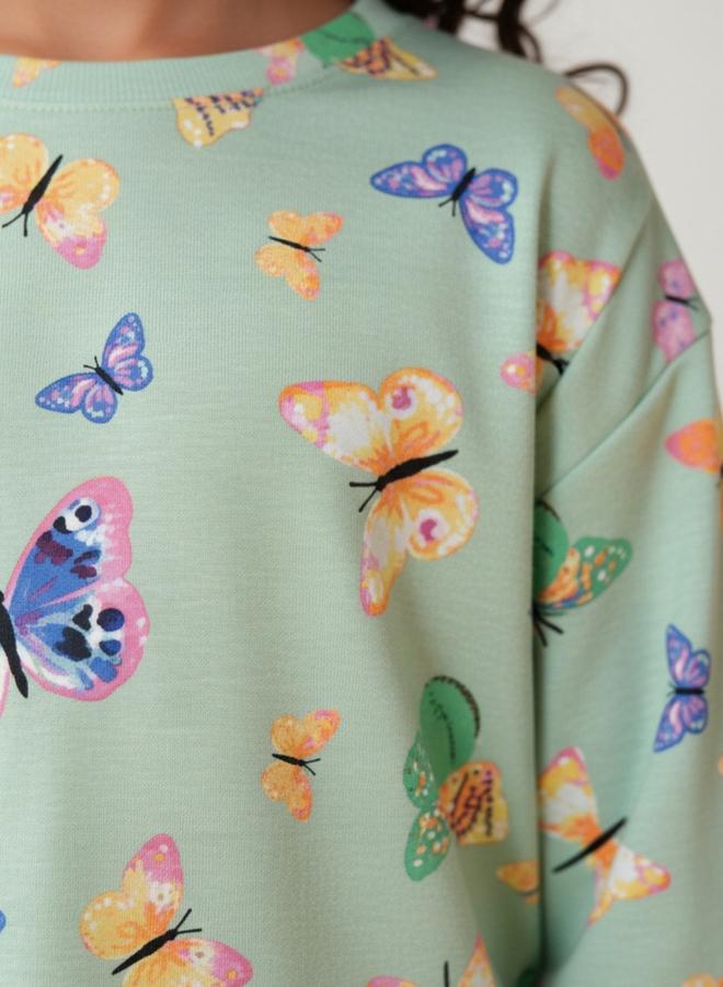 انثريلو طقم من بنطال بيجاما مع بلوزة بطبعة جرافيك - Image 4