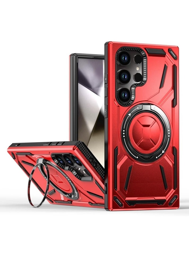 SHIELD EGYPT SHIELD EGYPT For Samsung Galaxy S23 Ultra Armored II Series Mag-Safe Magnetic Holder Phone Case (Red)