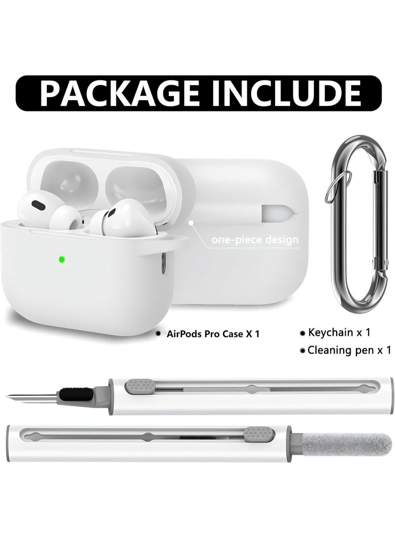 Soft Silicone Protective Case Cover for AirPods Pro  with Cleaner Kit and Keychain - Image 2