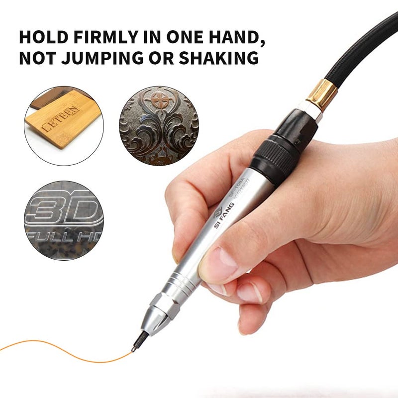 SI FANG Scribe and Engraving Pen Air Micro Die Grinder Kit for for Glass/Ceramics/Metal Sheet,Grinding Cutting Mini Pencil Pneumatic Polishing Engraving Tool - Image 2