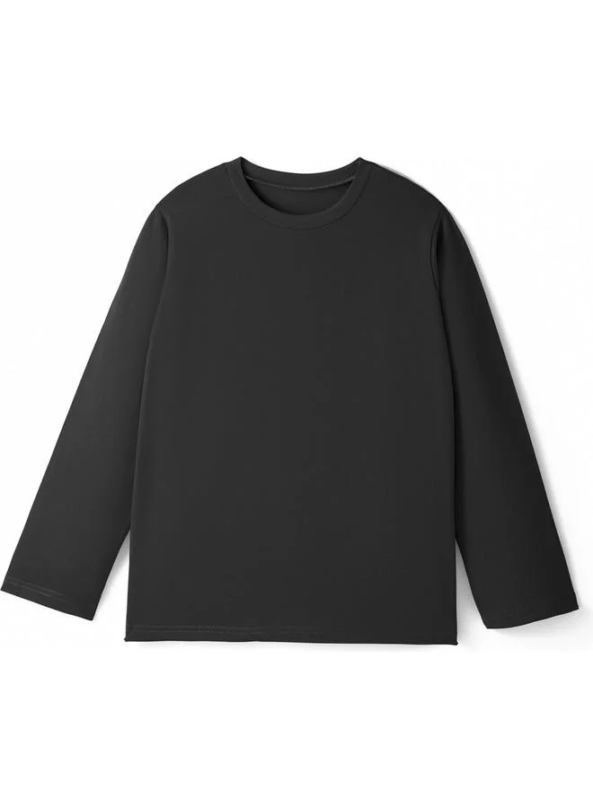 JUNE June Unisex Kids Long Sleeve 2-Pack Plain Tshirt Black - White
