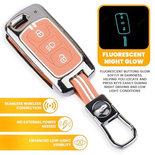 Coll of Fest Premium Black Chrome Metal Silicone Key Cover Glow-in-The-Dark, Waterproof, Key Fob Protector for Tata Nexon | Altroz | Tiago | Punch | Harrier | Safari | Tigor 3 Button Smart Key - Image 3