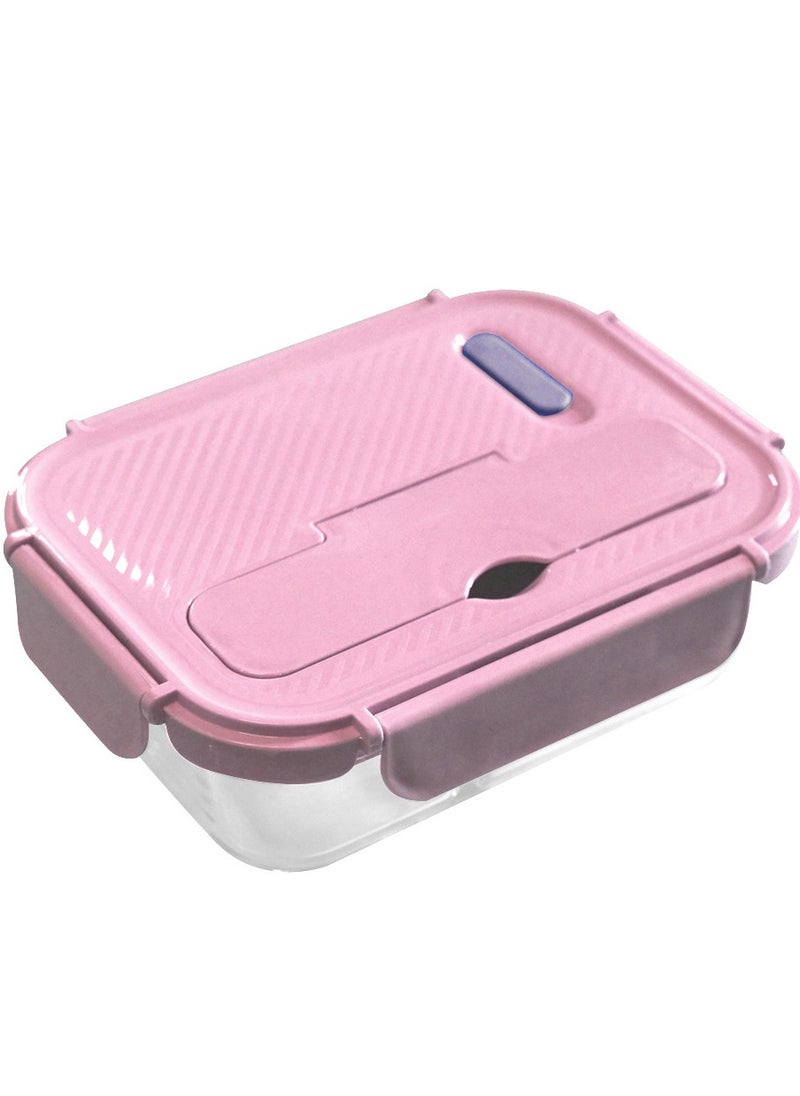 AIWANTO - Glass Food Storage Containers with Lid Airtight Glass Bento Lunch Box Microwave Oven Freezer Dishwasher Safe Snack Container (2-Grid) - Image 1