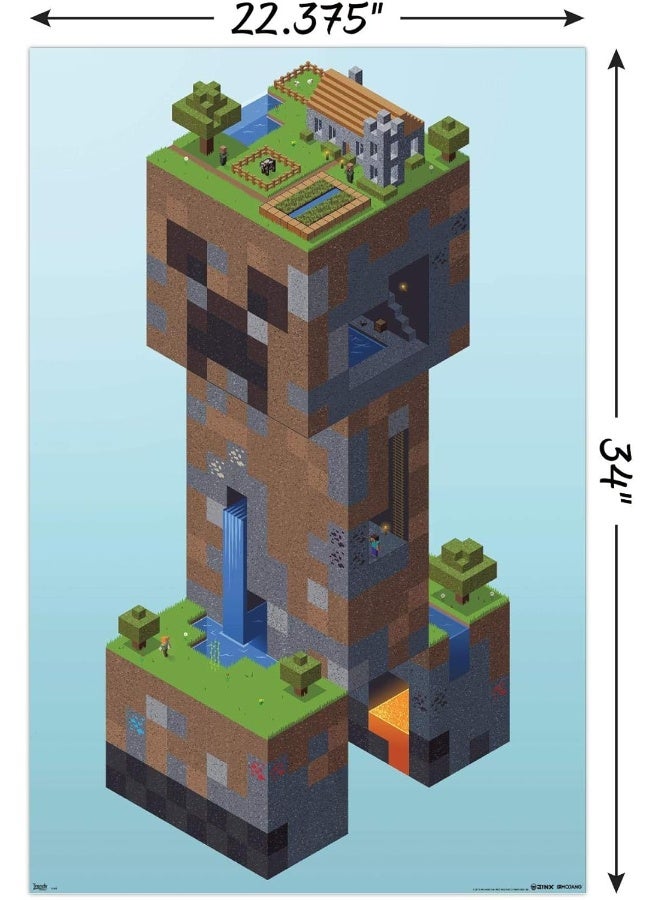 Home Trove Trends International Minecraft Creeper Village Wall Poster 22.375" X 34"  - Image 4